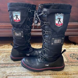 Pajar Warm Lined Waterproof Grip Women’s Size 6-6.5/EU 37 Tall Black Snow Boots